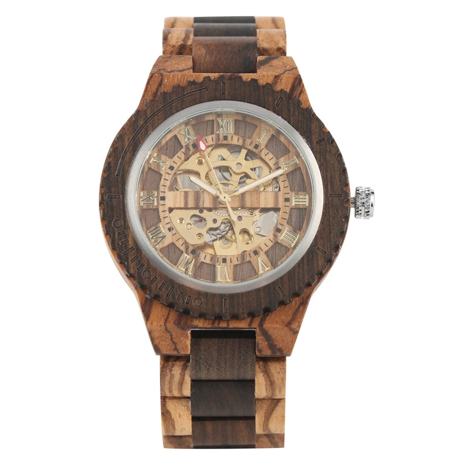 Wooden Bracelet Automatic Watch: Luxury Men's Timepiece