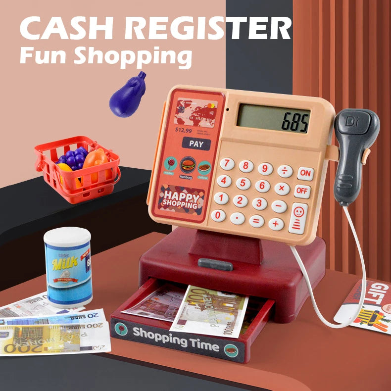 Cashier Toys Kids Cash Register Pretend Play Puzzle Play Toy
