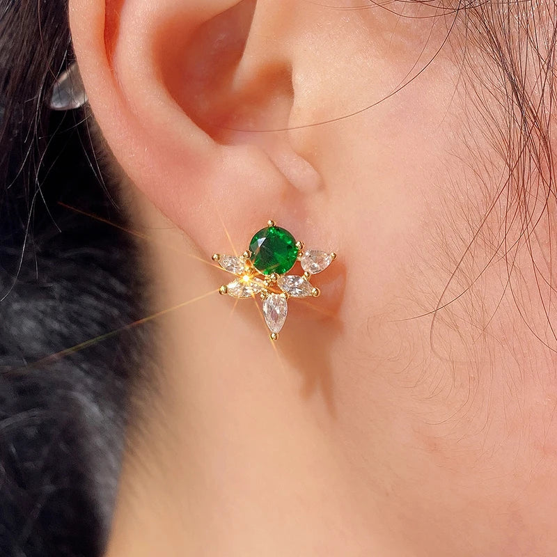 Colorful Cubic Zirconia Stud Earrings