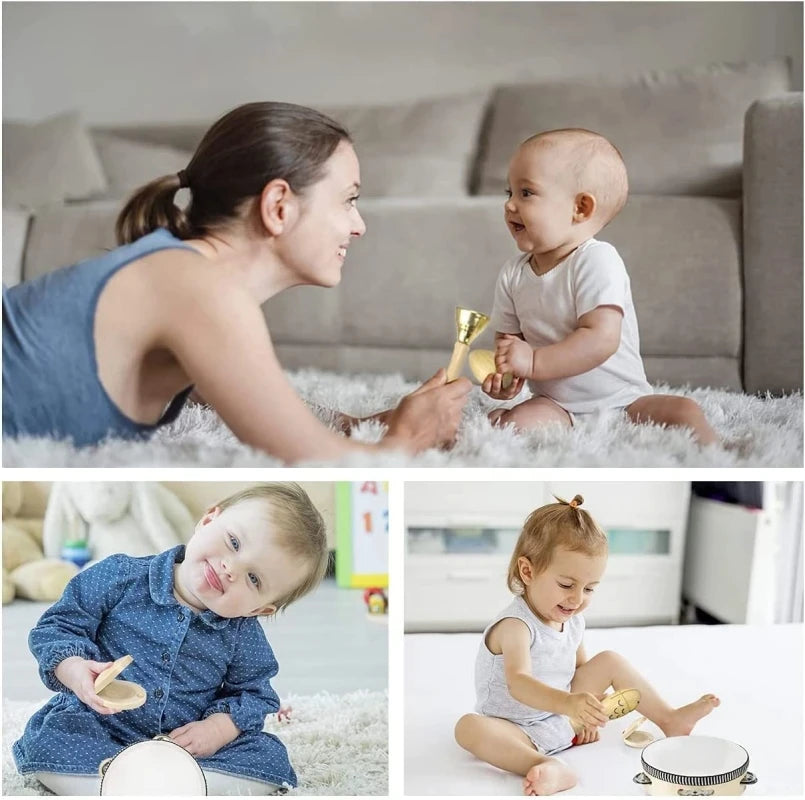 Wooden Musical Instruments for Children Montessori Educational Toy Natural Wood Music Instruments Set for Newborn Babies