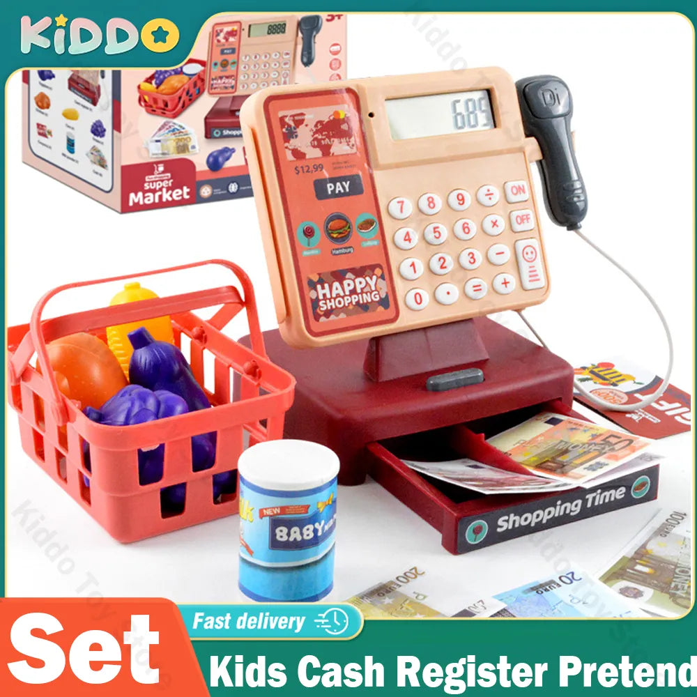 Cashier Toys Kids Cash Register Pretend Play Puzzle Play Toy