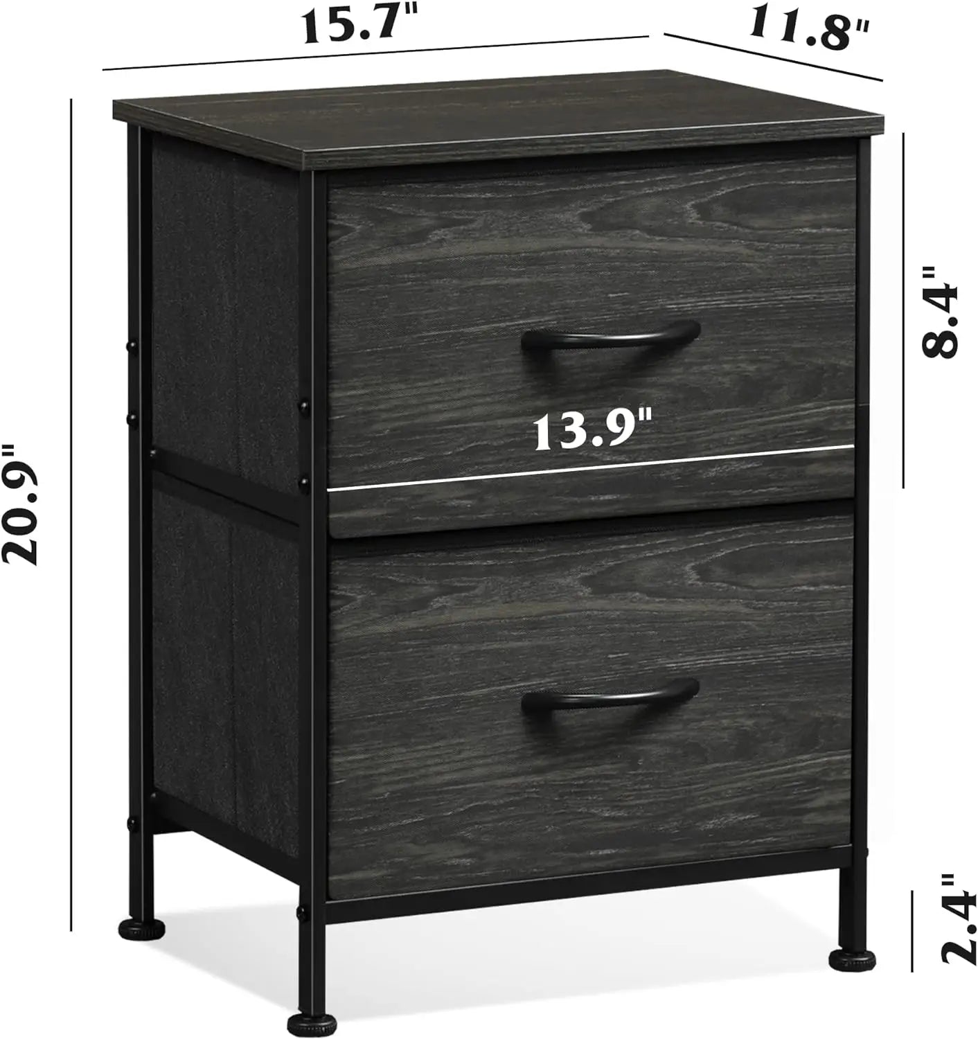 Nightstand 2 Drawer Dresser for Bedroom