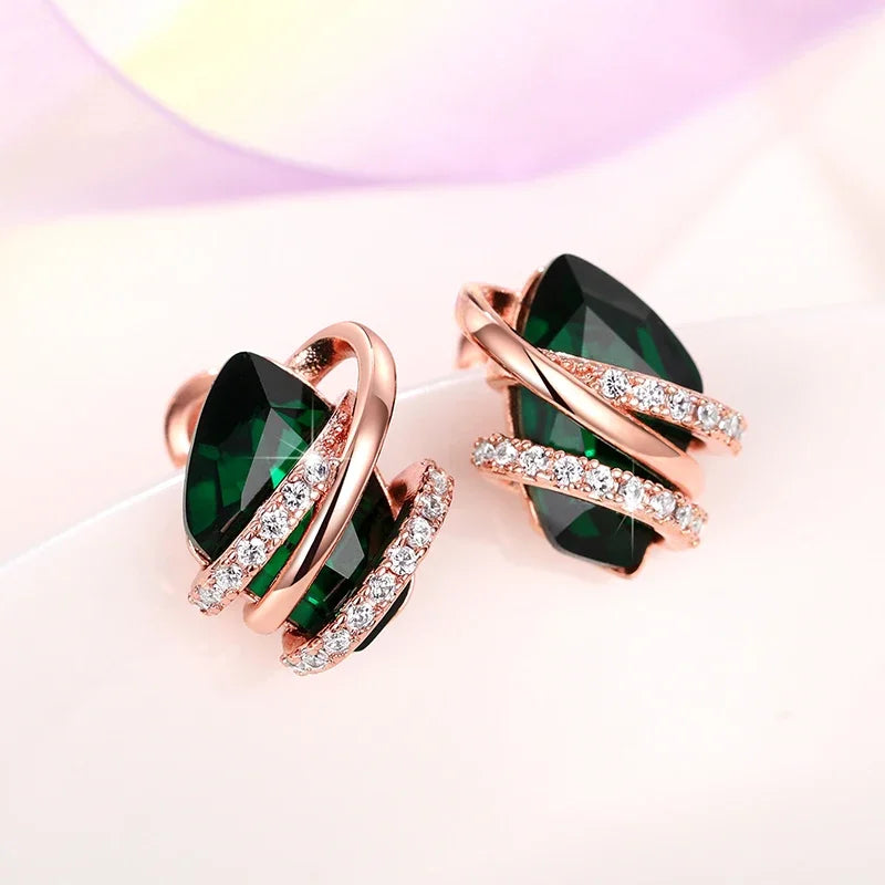 Colorful Cubic Zirconia Stud Earrings