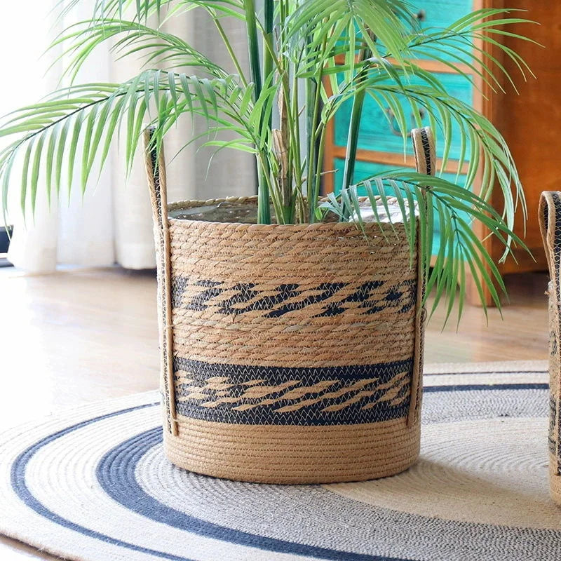Fancy  Natural Planter Basket Wicker Flower Pot Home Decor Garden Bamboo Seagrass Storage Baskets Toy Holders