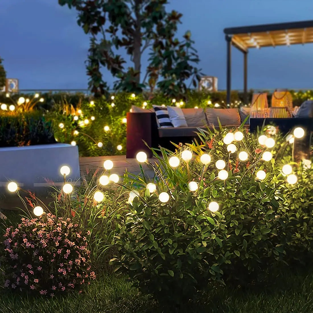 LED Solar Garden Lights Powered Firefly Lights Waterproof