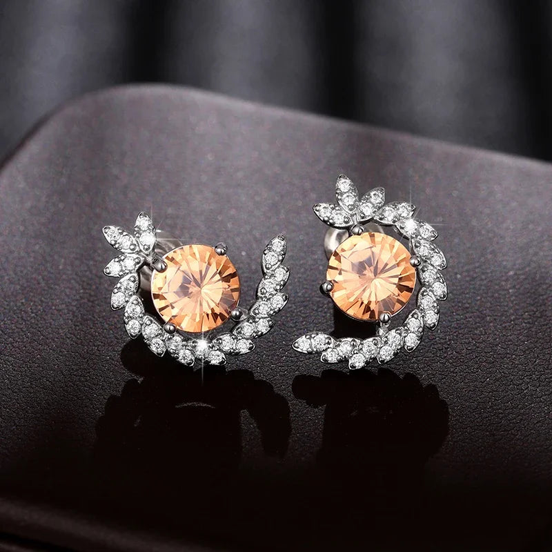 Colorful Cubic Zirconia Stud Earrings