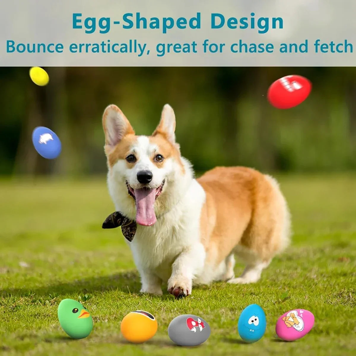 Bouncy Egg Dog Toy with Squeaker
