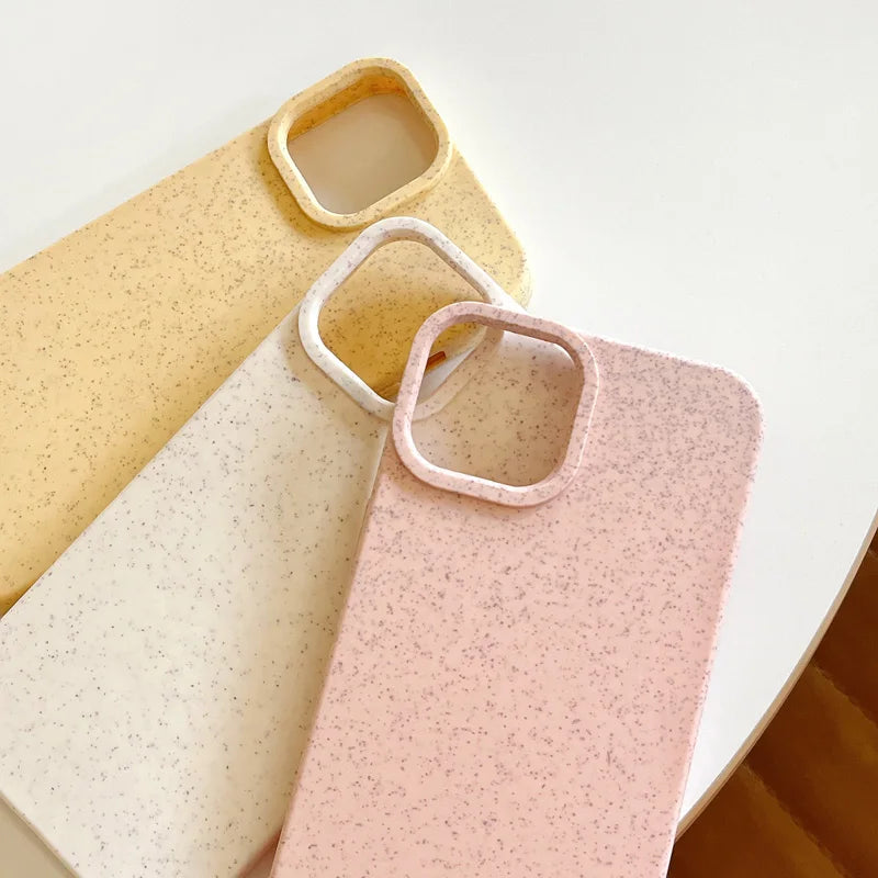 Case For iPhone 15 14 Pro Max plus 13 12 11 X XS XR 7 8 Plus SE Soft Silicone Eco-friendly Biodegradable Eco-Wheat Straw Cover