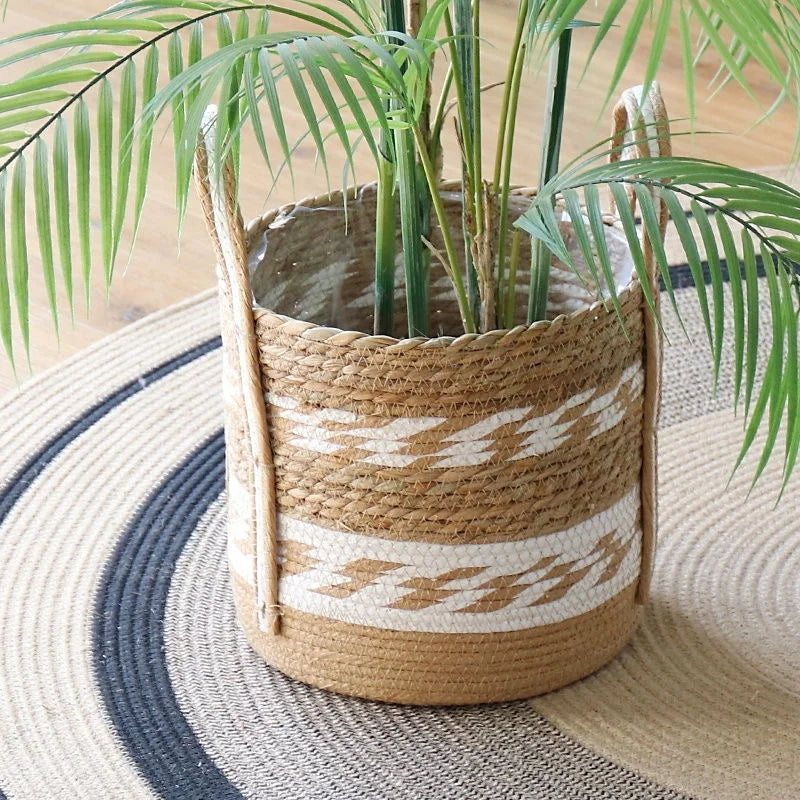Fancy  Natural Planter Basket Wicker Flower Pot Home Decor Garden Bamboo Seagrass Storage Baskets Toy Holders